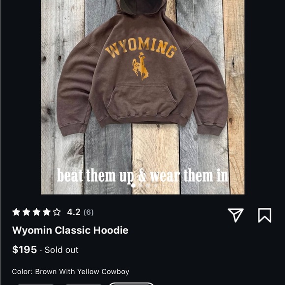 Wyoming Brown Hoodie with Yellow Graphic diamond cross ranch - Picture 1 of 2